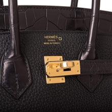 画像をギャラリービューアに読み込む, 【新品】エルメス ブラックマットアリゲーター/トゴ バーキンタッチ 25cm ゴールド金具