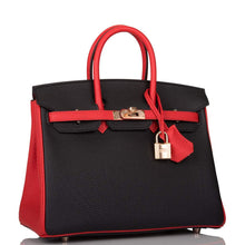 画像をギャラリービューアに読み込む, 【新品】エルメス 馬蹄型刻印(HSS) バイカラー ブラック&ルージュ ド クール トゴ バーキン 25cm ゴールド金具