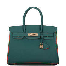 画像をギャラリービューアに読み込む, 【新品】エルメス バーキン 30 ホースシュー スタンプ (HSS) |バイカラー: マラカイトとオレンジ ポピー、トーゴ レザー、パーマブラス ハードウェア