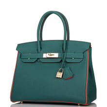 画像をギャラリービューアに読み込む, 【新品】エルメス バーキン 30 ホースシュー スタンプ (HSS) |バイカラー: マラカイトとオレンジ ポピー、トーゴ レザー、パーマブラス ハードウェア