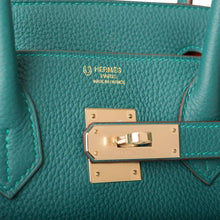 画像をギャラリービューアに読み込む, 【新品】エルメス バーキン 30 ホースシュー スタンプ (HSS) |バイカラー: マラカイトとオレンジ ポピー、トーゴ レザー、パーマブラス ハードウェア
