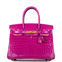 画像をギャラリービューアに読み込む, 【新品】エルメス バーキン 30 ホースシュー スタンプ (HSS) |バイカラー: ローズ シェヘラザードとグリ、シャイニー ニロティカス クロコダイル、ゴールド ハードウェア