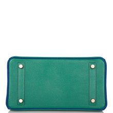 画像をギャラリービューアに読み込む, 【新品】エルメス 馬蹄型スタンプ(HSS) バイカラー ヴェール ヴァーティゴとブルー エレクトリック シェーブル バーキン 25cm ローズゴールド金具