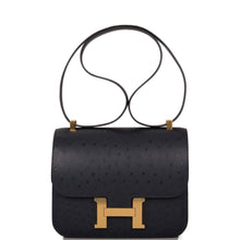 画像をギャラリービューアに読み込む, 【新品】エルメス 馬蹄スタンプ(HSS) ブルーインギド ヴェルソ オーストリッチ コンスタンス 24cm ゴールド金具