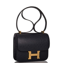 画像をギャラリービューアに読み込む, 【新品】エルメス 馬蹄スタンプ(HSS) ブルーインギド ヴェルソ オーストリッチ コンスタンス 24cm ゴールド金具