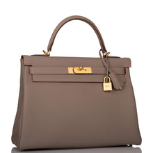画像をギャラリービューアに読み込む, 【新品】エルメス ケリー ルトゥルヌ 32 | HSS、バイカラー: グリアスファルト ヴァーソとローズ アザリー、トーゴ レザー、ブラッシュド ゴールド ハードウェア