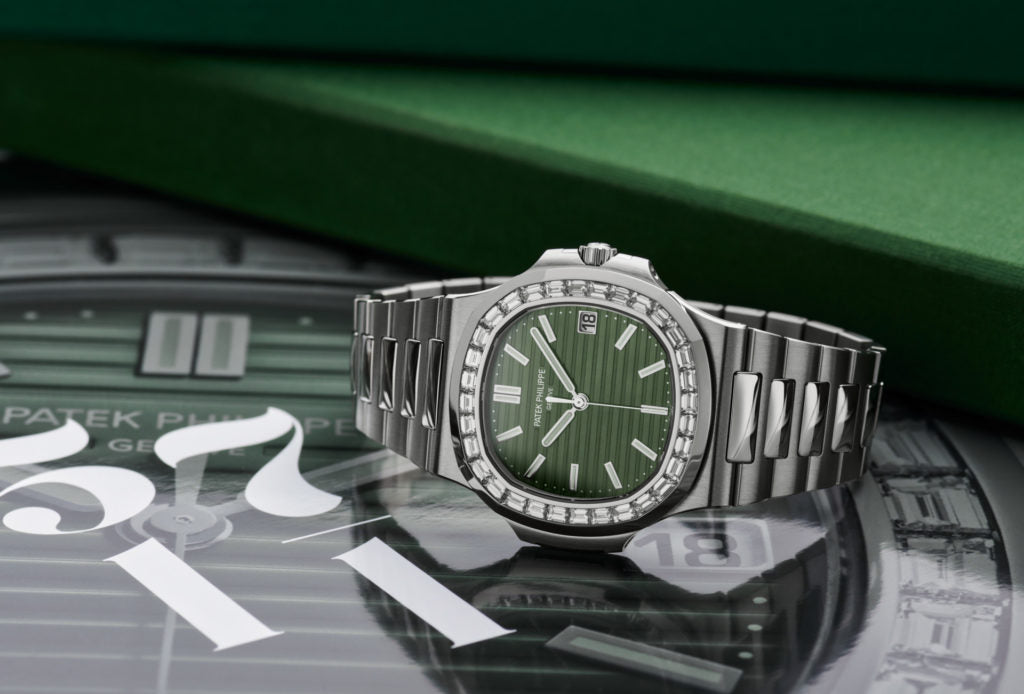 ᐉ Patek Philippe 5711/1300A Nautilus Olive Green Dial Diamond Bezel  Stainless Steel Watch Price ⇒ Mio Jewelry