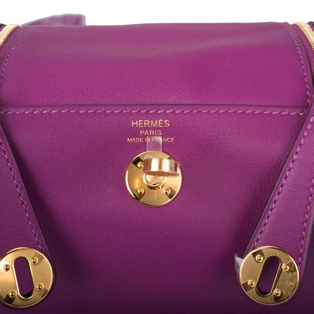 Hermes Lindy bag mini Anemone Clemence leather Gold hardware