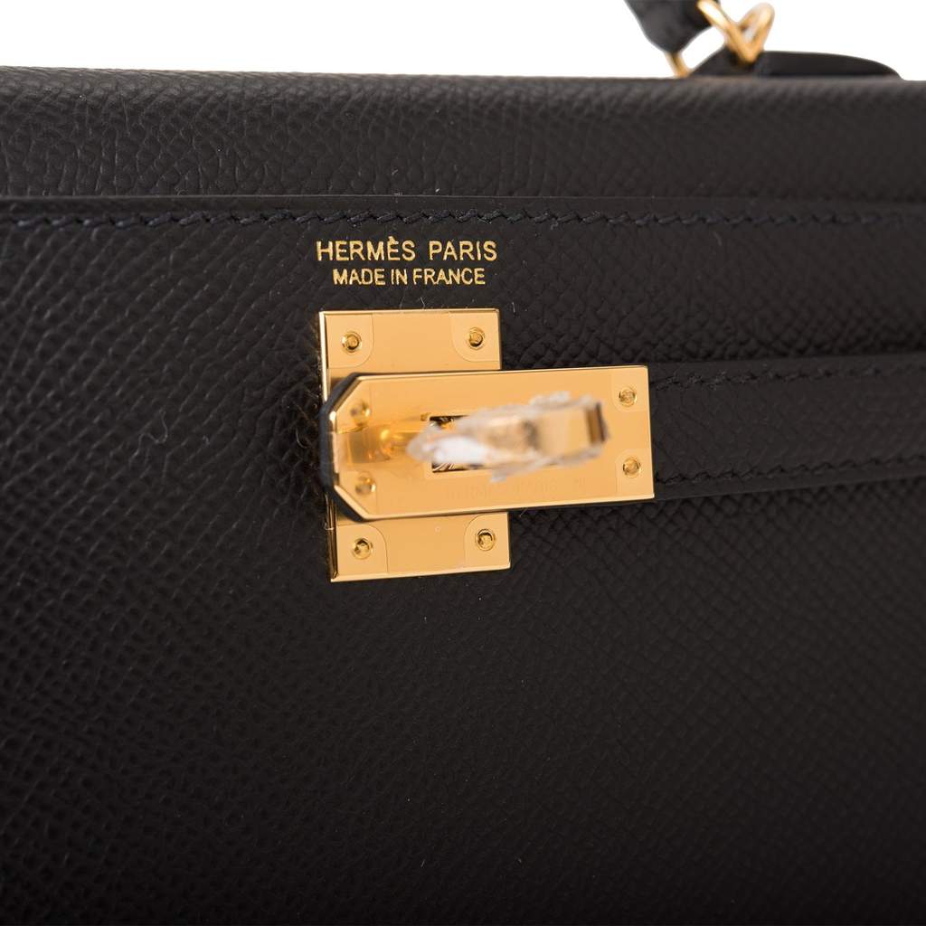 HERMES Mini Kelly II Epsom Noir Gold Hw - Timeless Luxuries