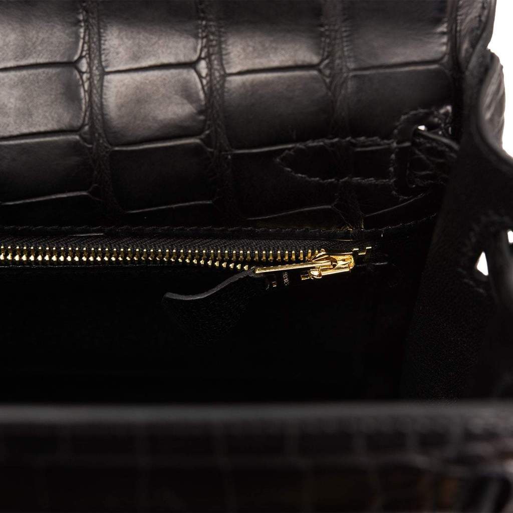 Hermes Kelly 25 Retourne Noir Black Alligator Mat Matte Gold Hardware #C -  Vendome Monte Carlo