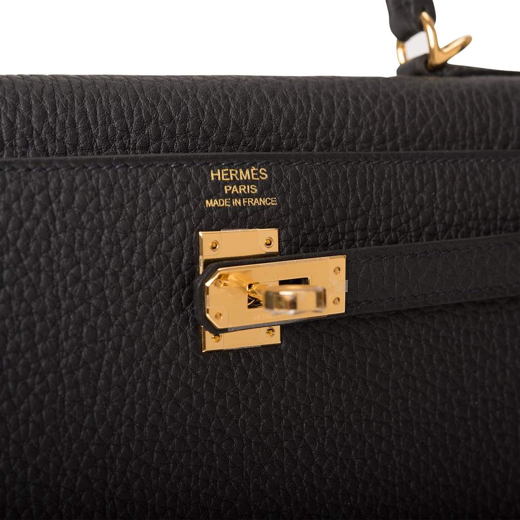 Hermes Black Togo Leather Gold Hardware Kelly Retourne 28 Bag Hermes