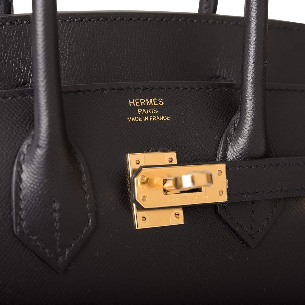 Hermes Birkin Sellier Bag 25cm Black Epsom Gold Hardware