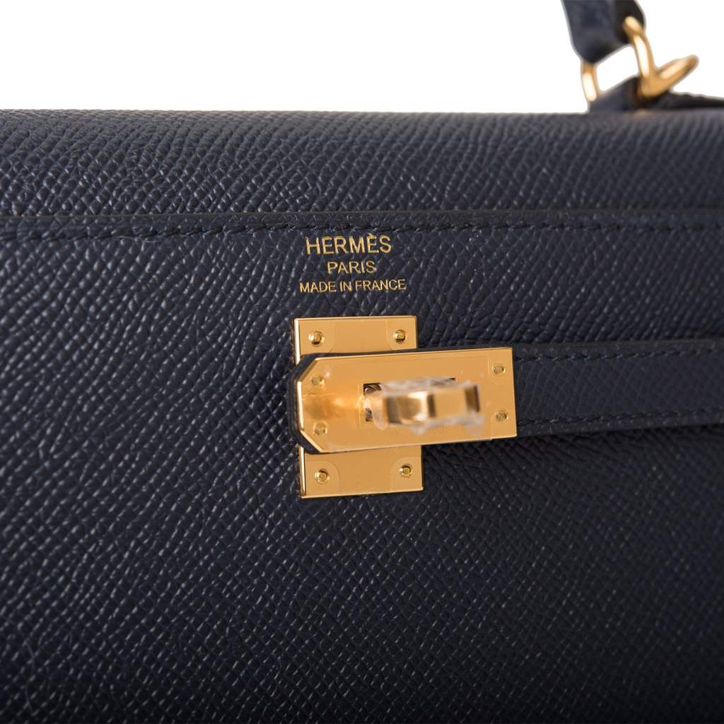 Hermes Kelly 25 Sellier Bleu Indigo Epsom Gold Hardware #C