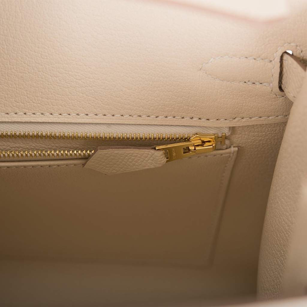 Hermes Personal Birkin Sellier bag 25 Craie/ Gold Epsom leather