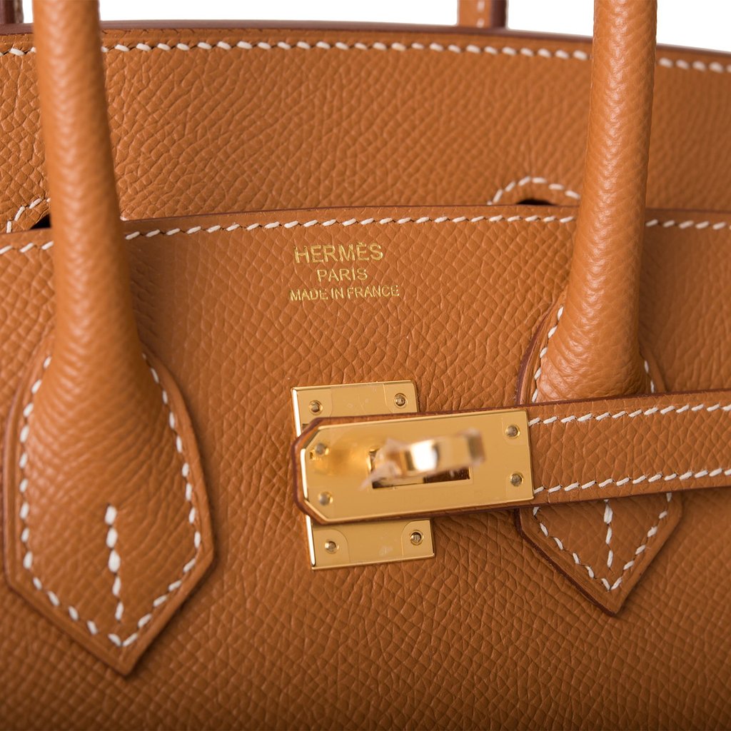 Hermes Gold Epsom Leather Gold Finish Birkin 25 Bag