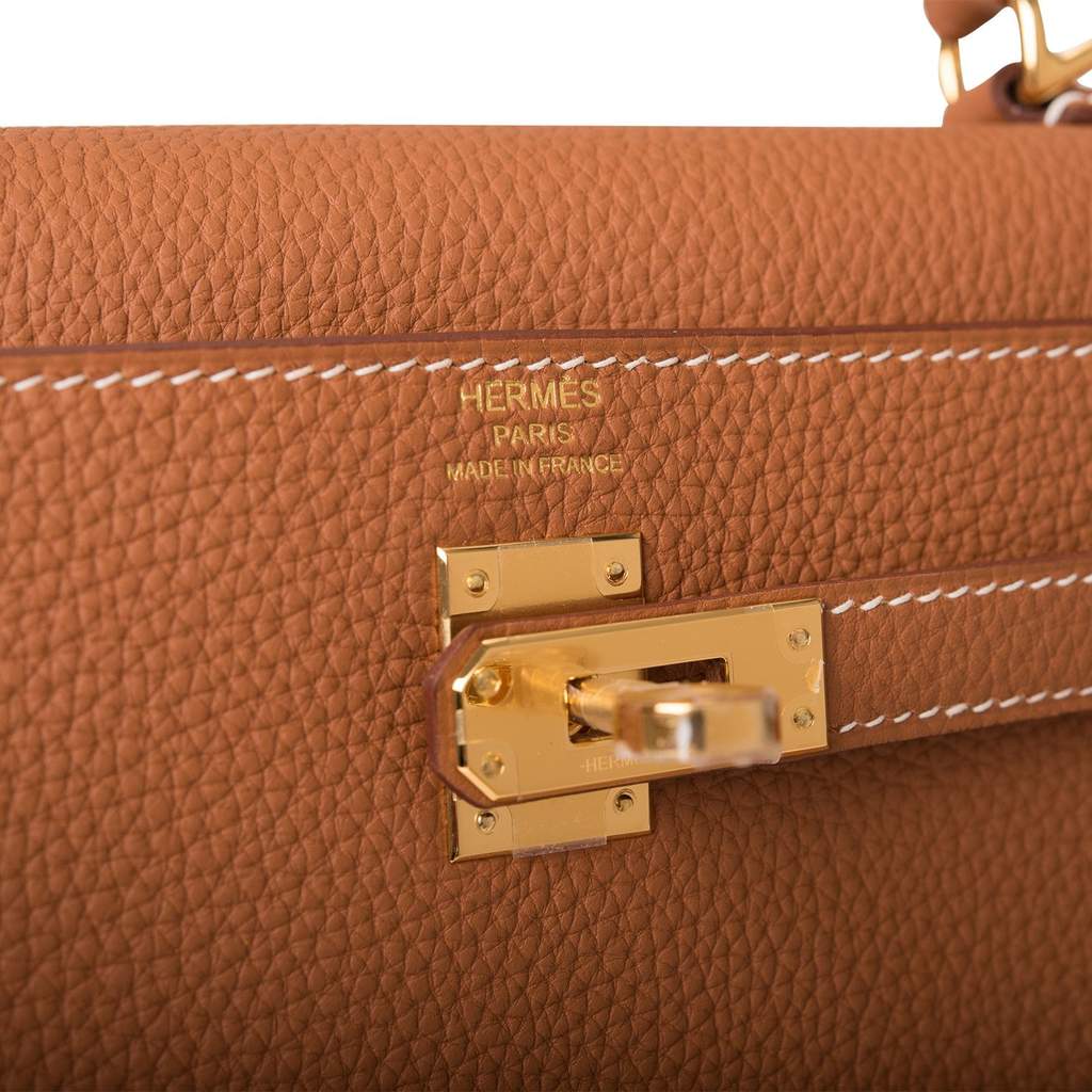 A CHAI TOGO LEATHER RETOURNÉ KELLY 25 WITH GOLD HARDWARE