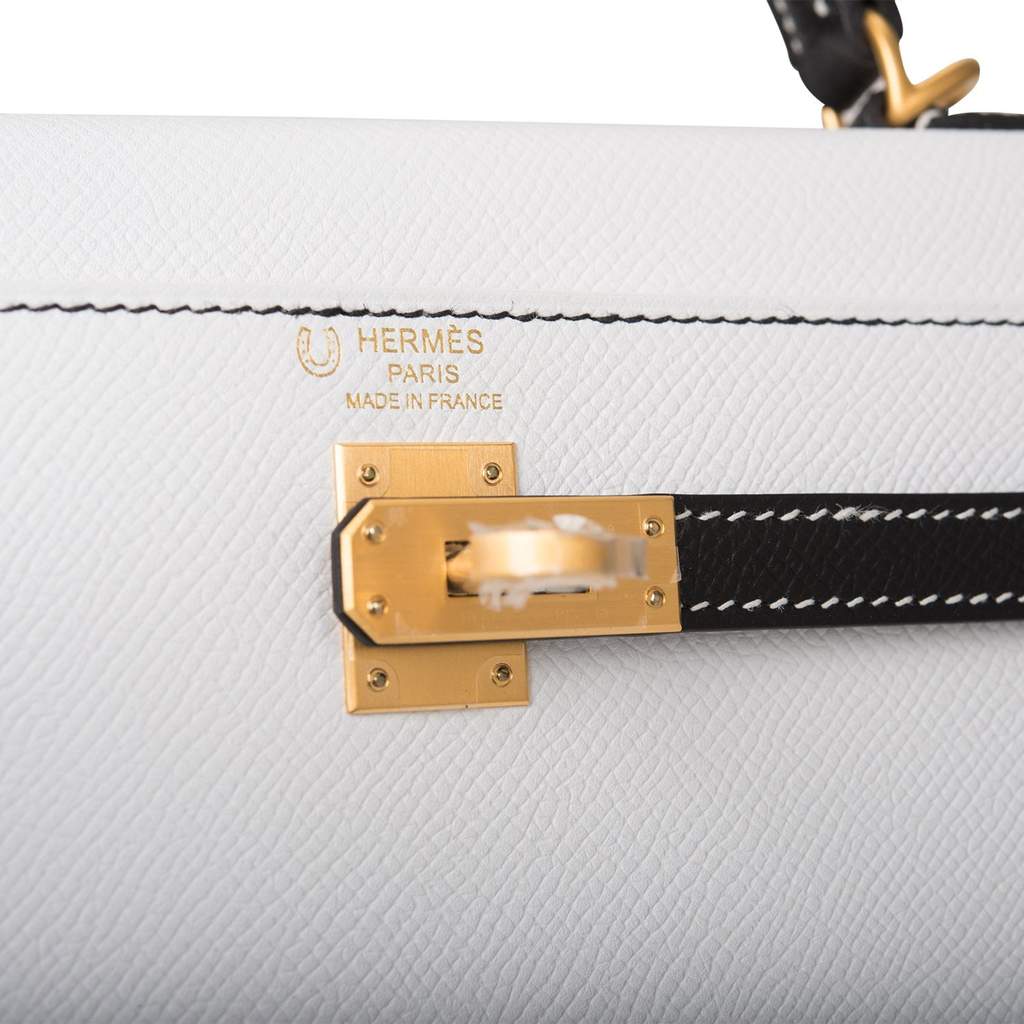 [NEW] Hermès Kelly Sellier 25 | Horseshoe Stamp (HSS), Bi-Color Vert  Vertigo and Gris Perle, Chevre Leather, Gold Hardware