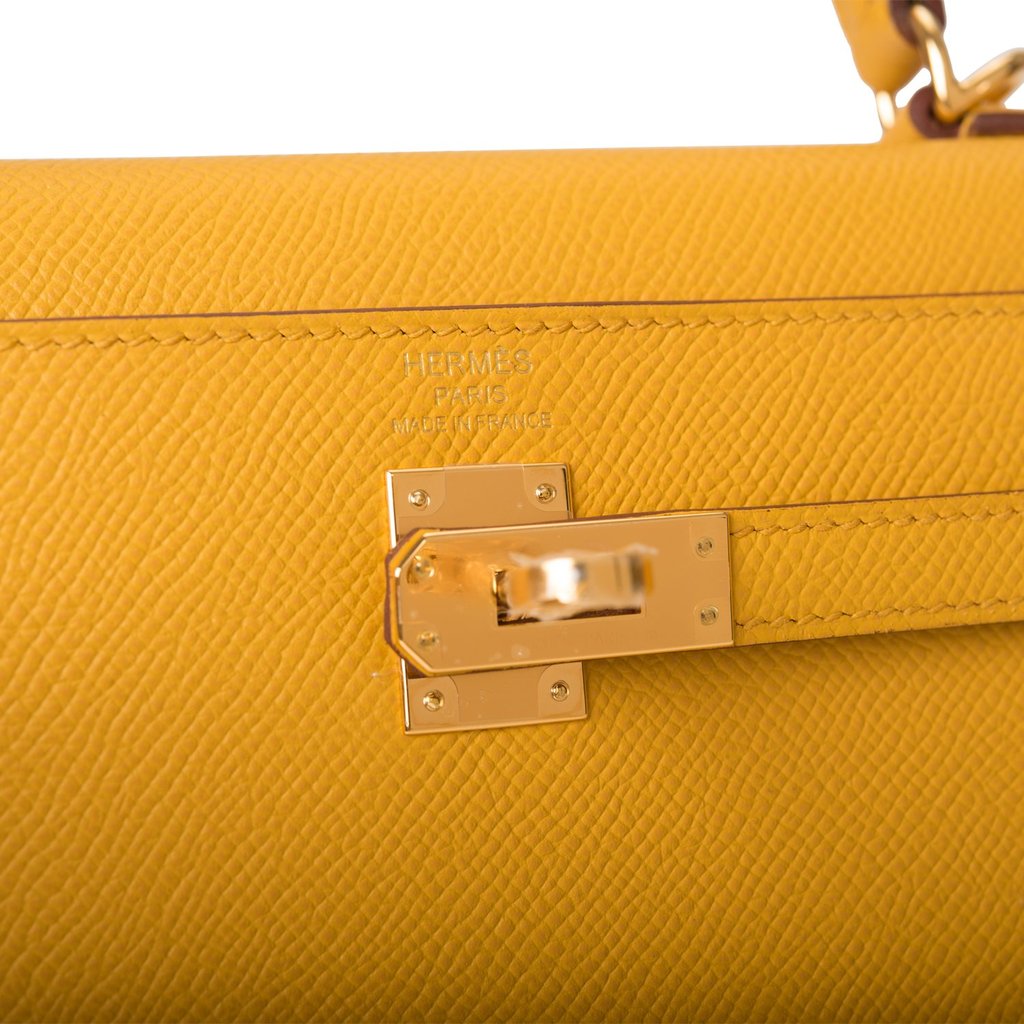 Hermès Kelly 25cm Sellier Veau Epsom 9D Jaune Ambre Gold Hardware