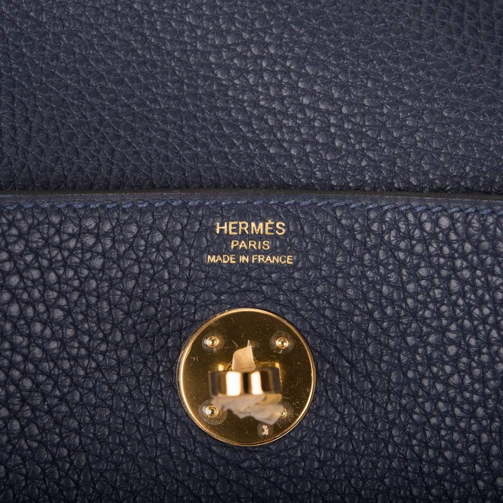 Hermes Lindy 26cm😍2Z Bleu Nuit 午夜藍TC leather 金扣, 名牌, 手袋及銀包- Carousell
