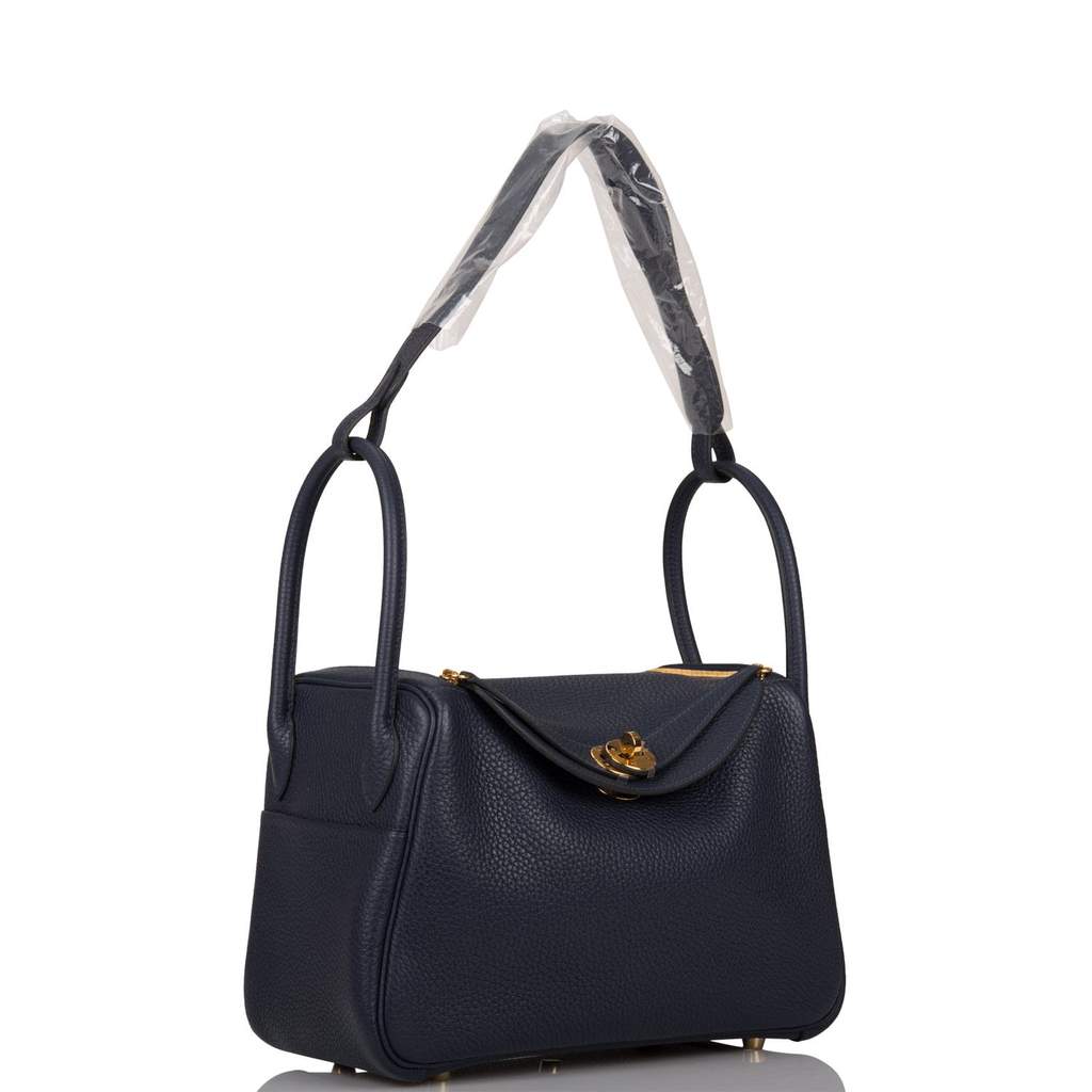 Hermes Lindy 26 Bag Blue Nuit Clemence Gold Hardware • MIGHTYCHIC • 